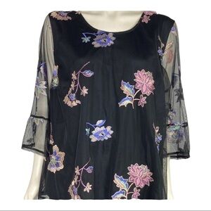 Catherines Lined sheer Embroidered Floral 2X Petite